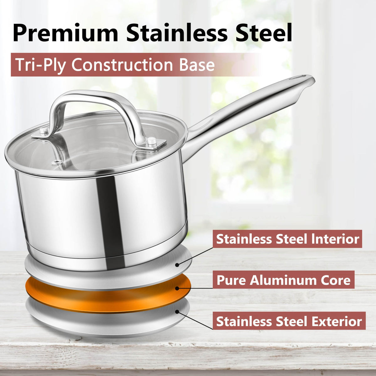 E-far induction-compatible magnetic base works on most stoves.