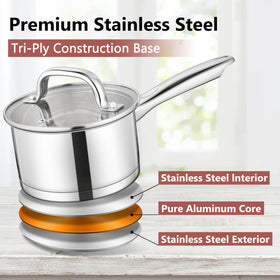 E-far induction-compatible magnetic base works on most stoves.