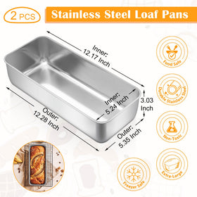 Two large 12 by 5 inch loaf pans for big loaves