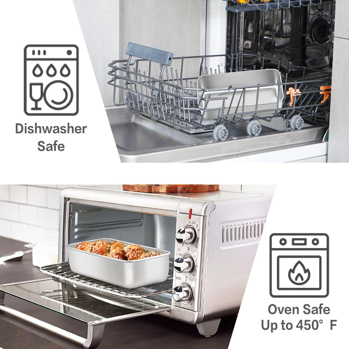 E-far loaf pan set 4 even-heat design helps bake loaves with uniform crust