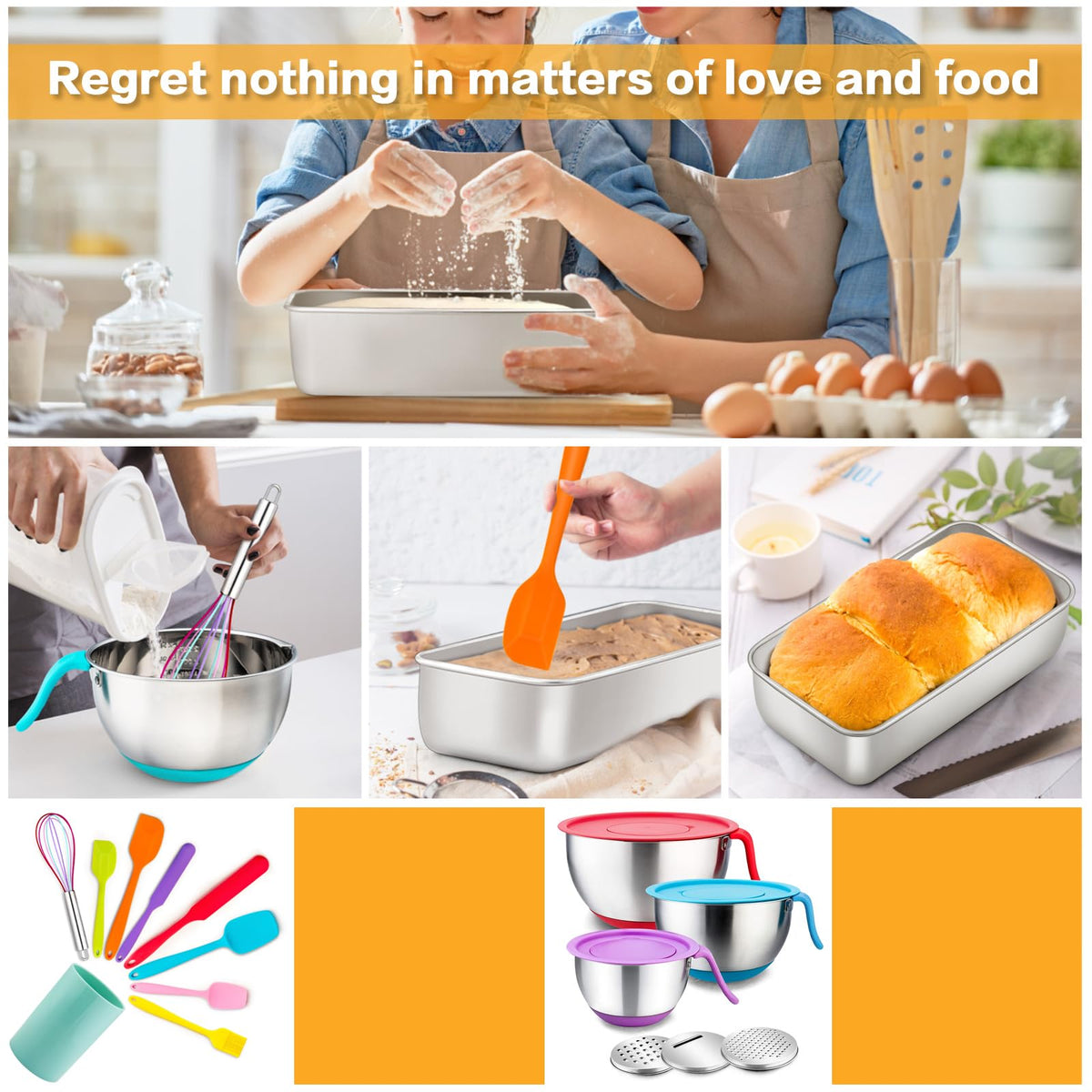 E-far loaf pan set 4 multi-use pans fit bread, meatloaf, and desserts