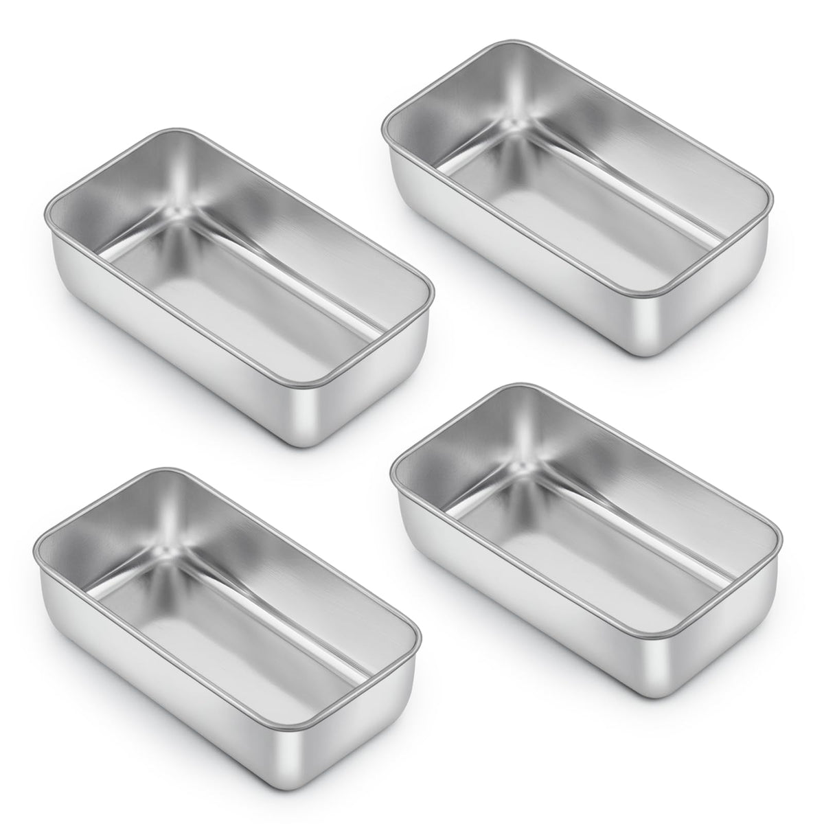 E-far loaf pan set 4 outer view highlights durable stainless steel for consistent browning