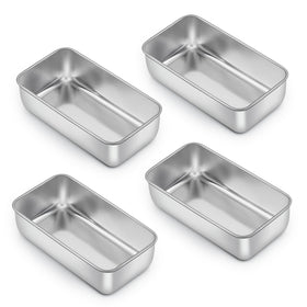 E-far loaf pan set 4 outer view highlights durable stainless steel for consistent browning