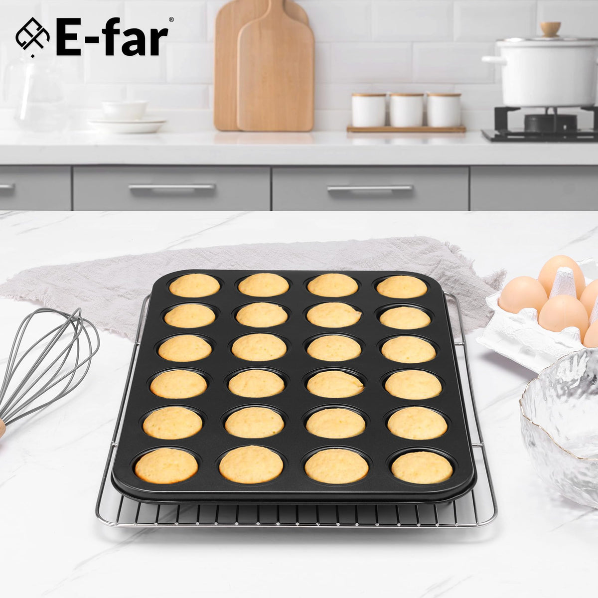 E-far mini muffin pan rounded edges enable easy release