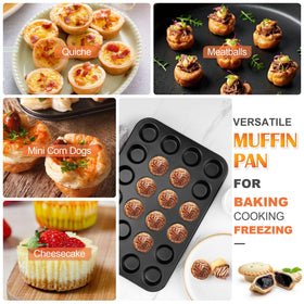 E-far mini muffin pan warp-resistant steel detail for durable bakeware