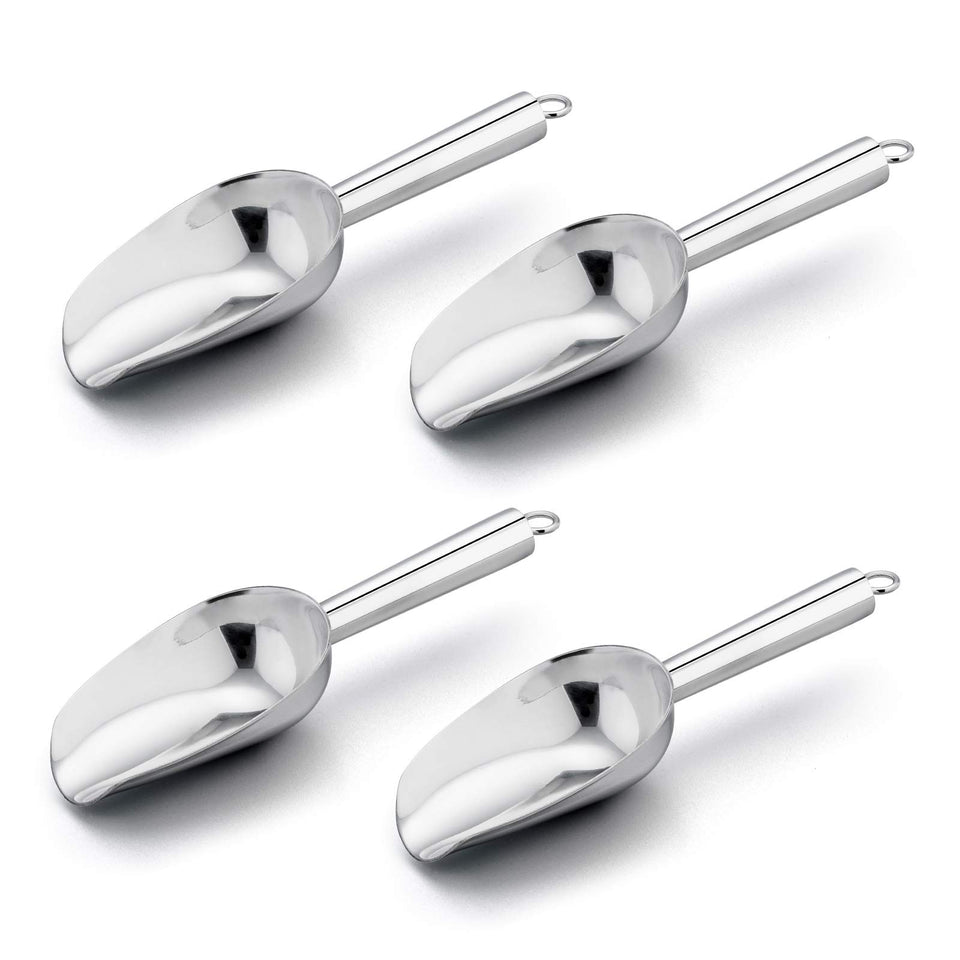 E-far mini scoop 4-pack for precise measuring of dry goods and easy storage.