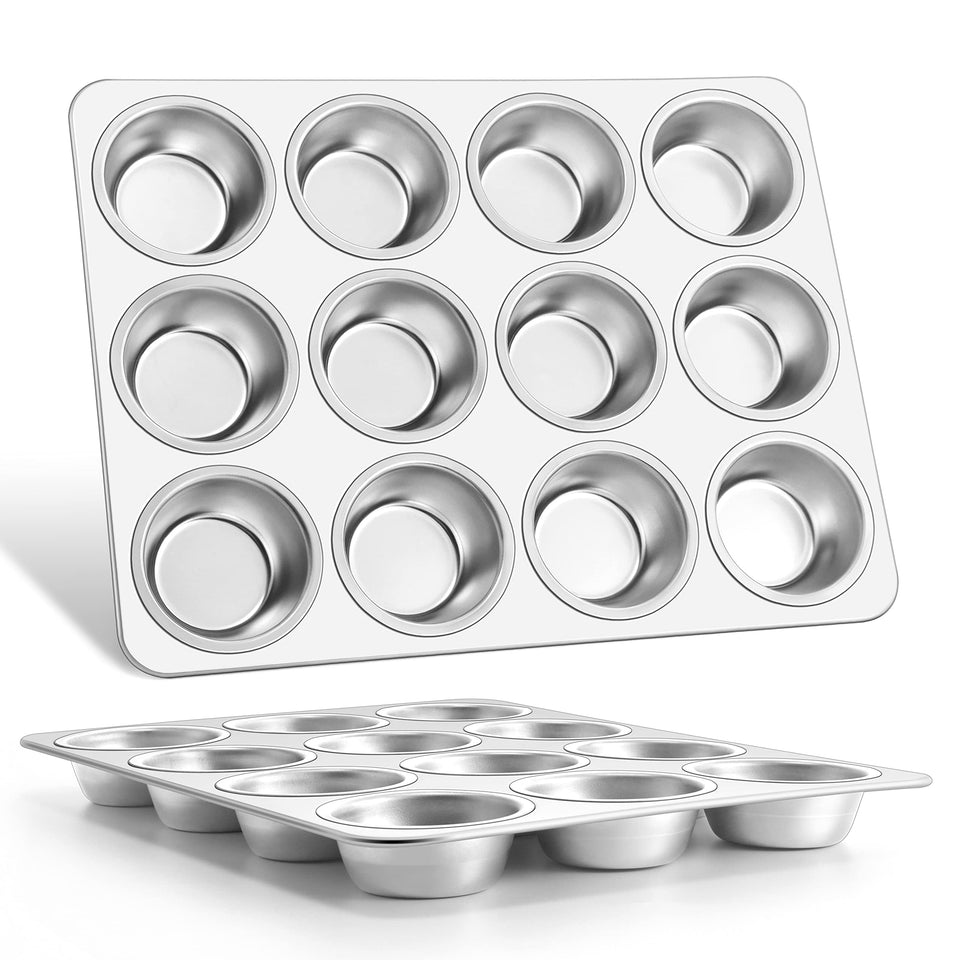 E-far muffin pan 12-cup set for even batch baking.
