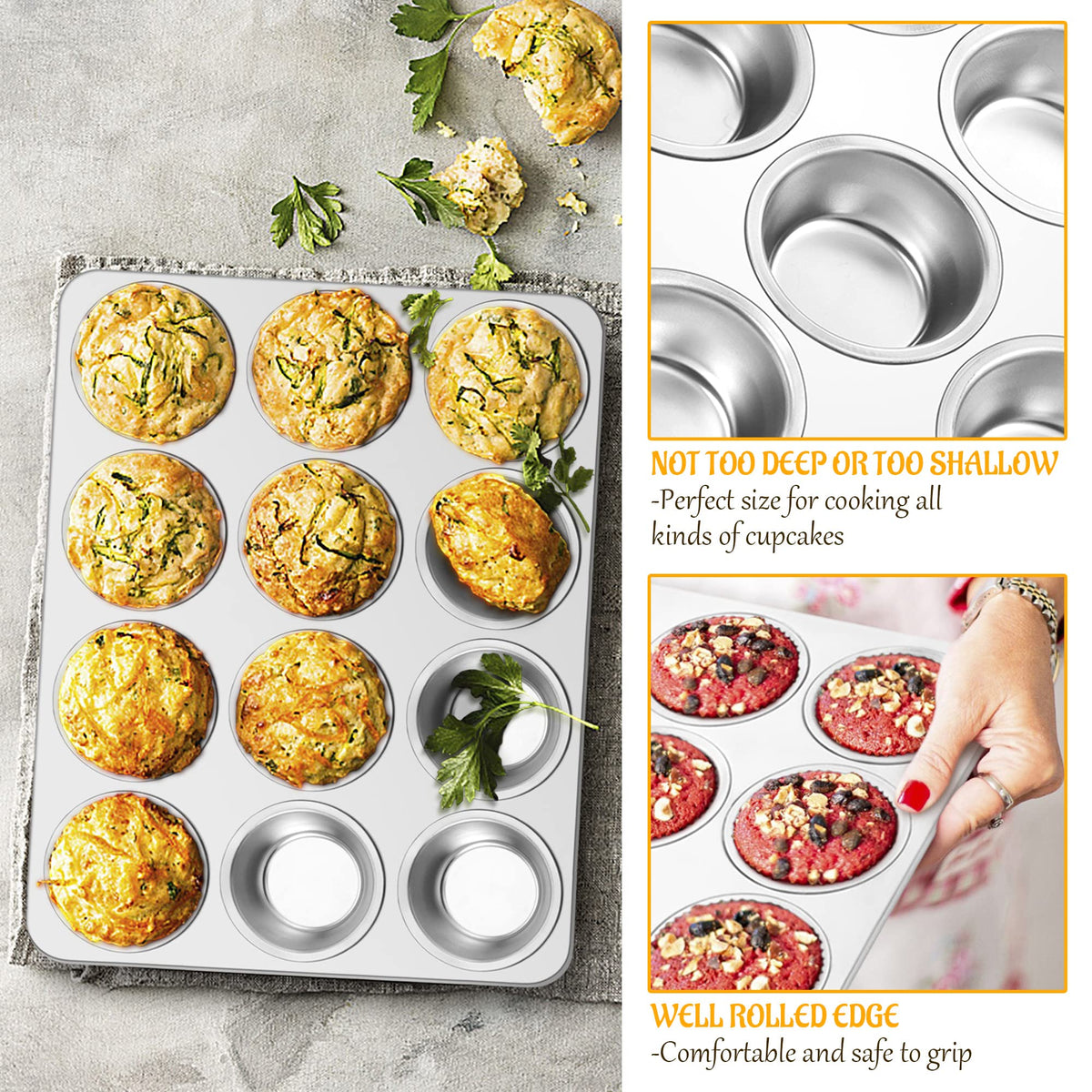 E-far muffin pan dishwasher safe for quick cleanup.