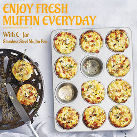 E-far muffin pan is ideal for muffins, eggs, biscuits and more.