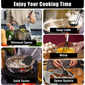 E-far slotted spoon keeps cookware safe while draining liquids