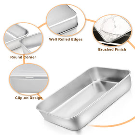 E-far stainless steel rectangle pan, even heat distribution for uniform baking.