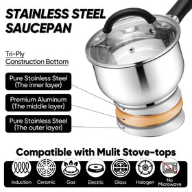 E-far stay-cool silicone handle keeps hands safe during stove-top use