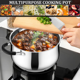 E-far stockpot is dishwasher safe for quick, effortless cleanup.