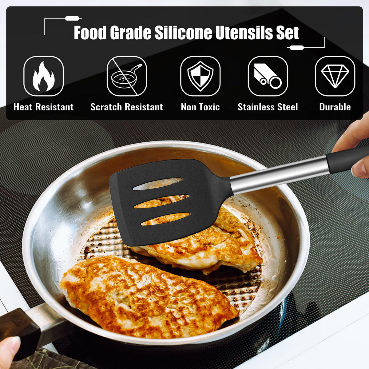 E-far sturdy ladle with heat-insulating handle perfect for soups