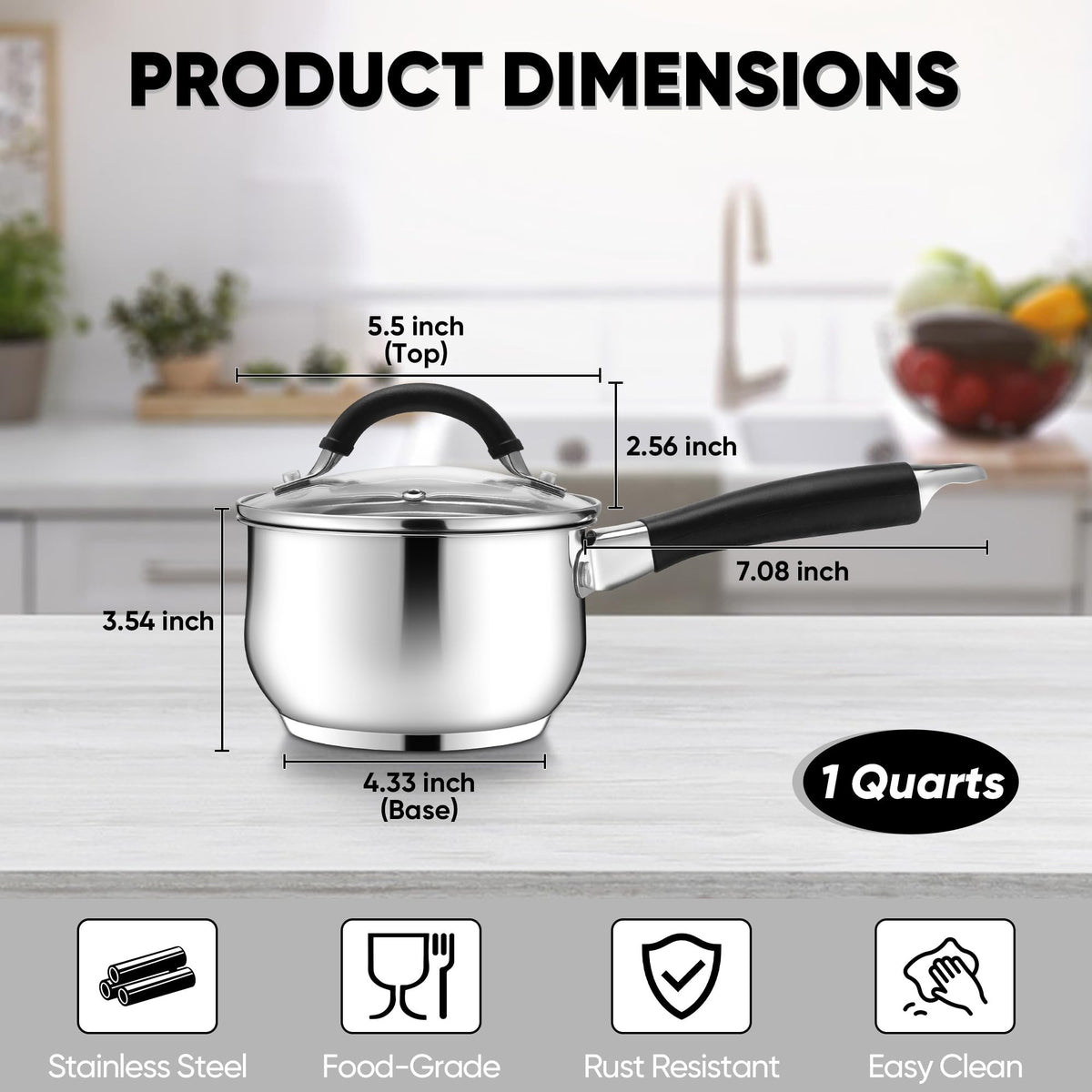 E-far tri-ply base provides quick, even heat for consistent cooking