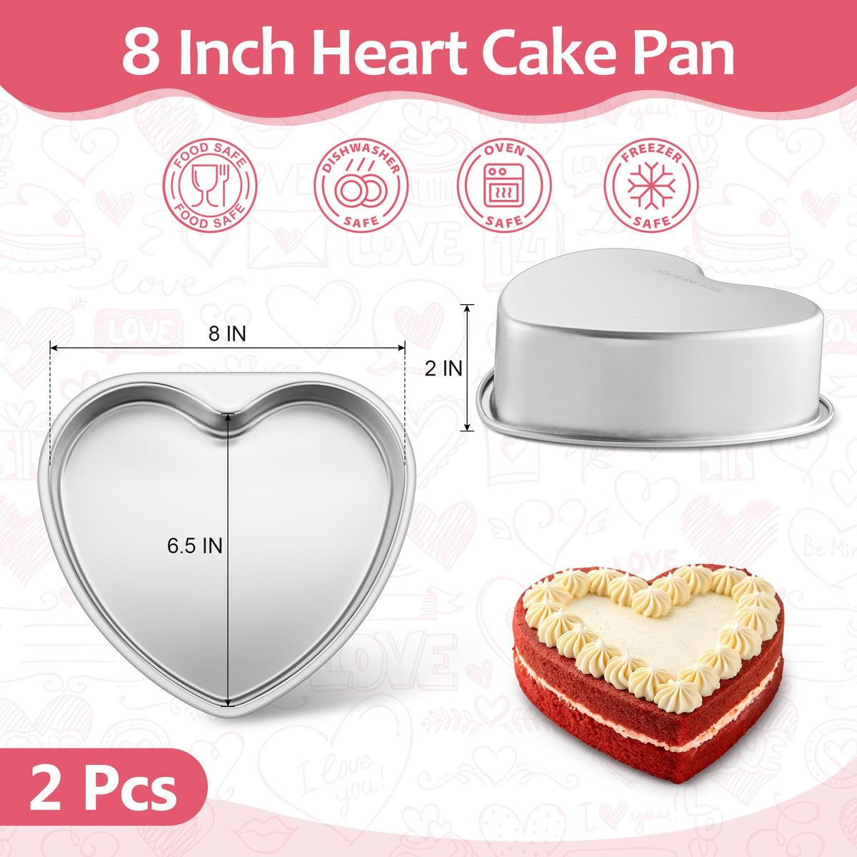 E-far two-pack heart pans stacked for layered cakes