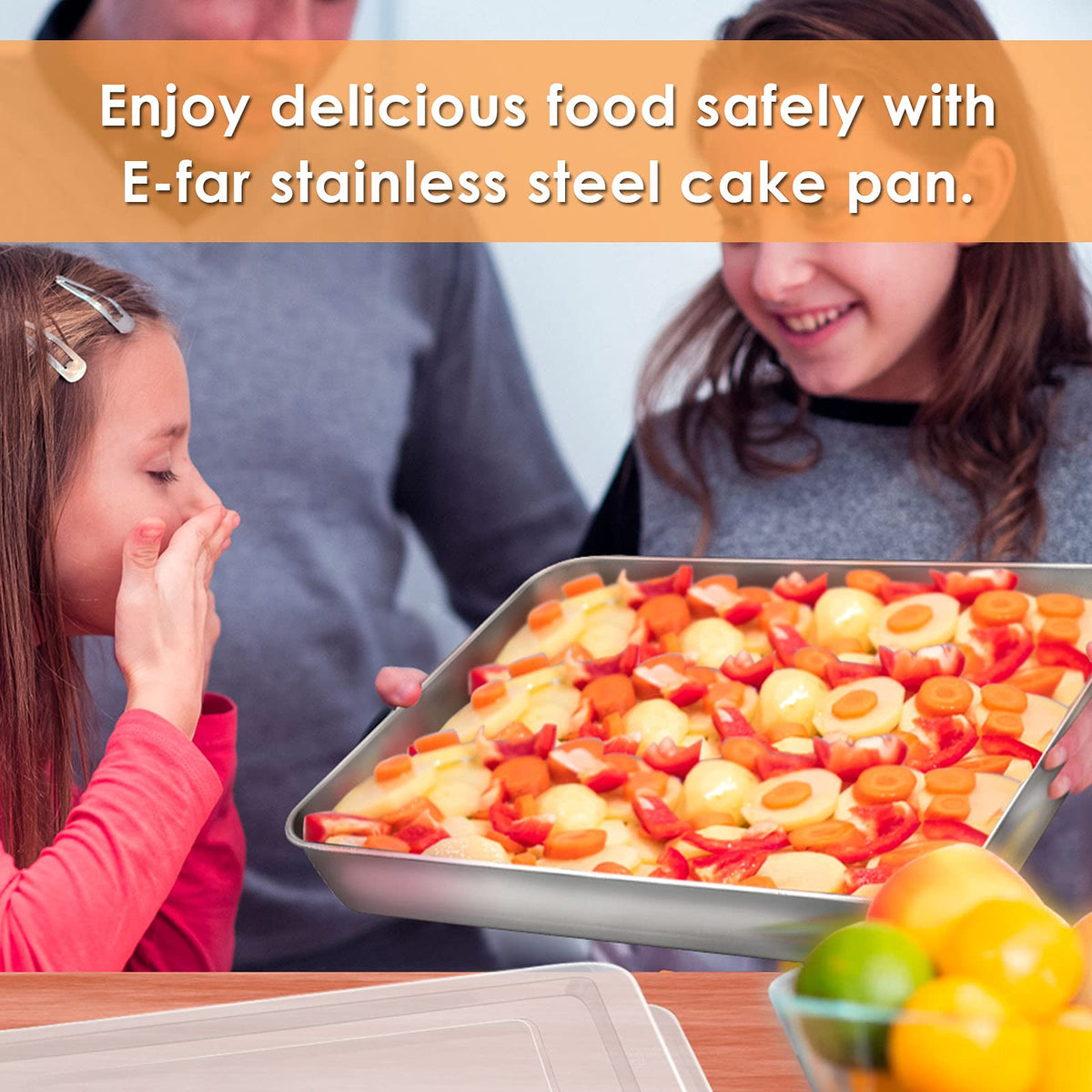 E-far two pans with lids, ideal for baking two items at once.