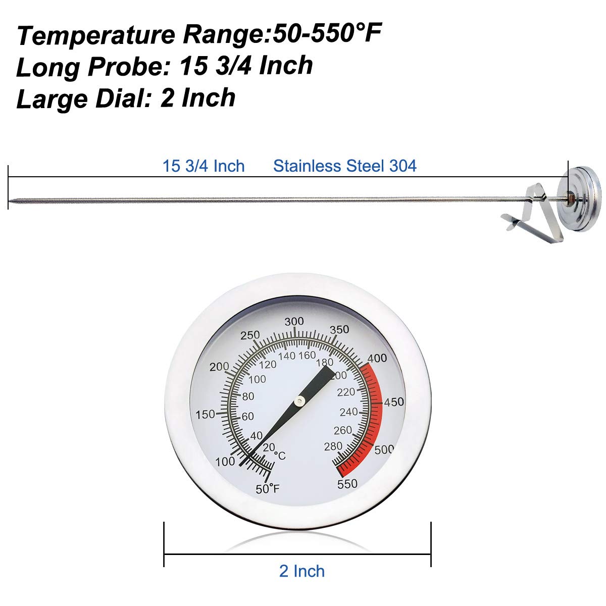 Efeng deep fry thermometer with clip monitors oil temperature safely.