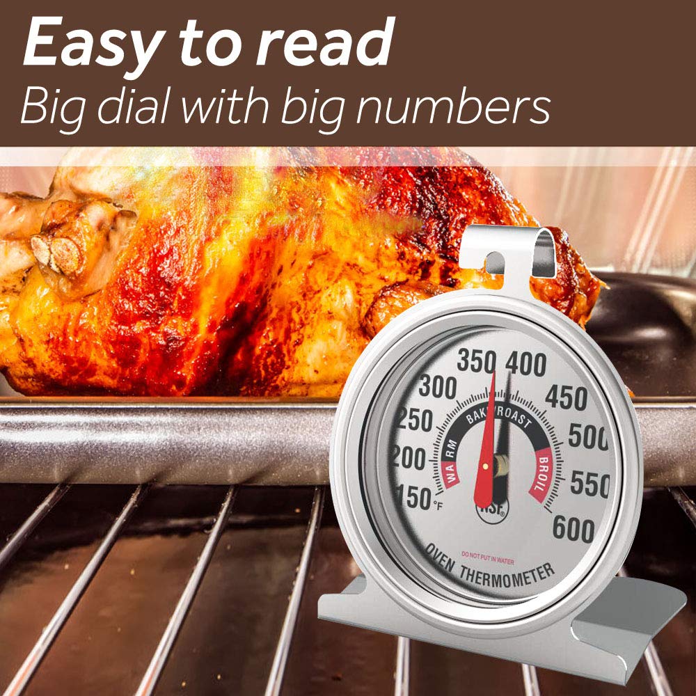 Efeng stainless steel case keeps the oven thermometer sturdy and easy to clean.