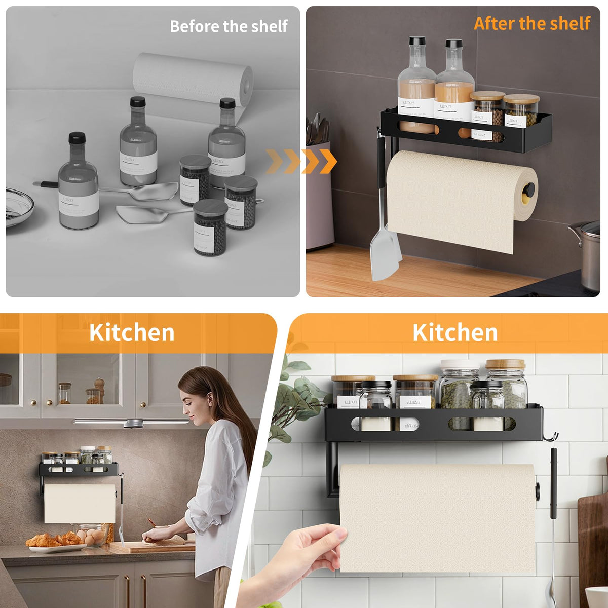 EffiJoy matte black wall organizer blends with modern kitchens.