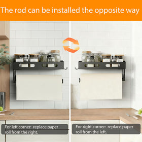 EffiJoy spice rack with 2 hooks adds organization beyond paper towels.