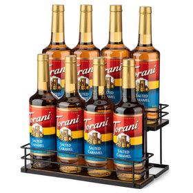 EFYSE Coffee Syrup Organizer 2-Tier front view showing easy label visibility.