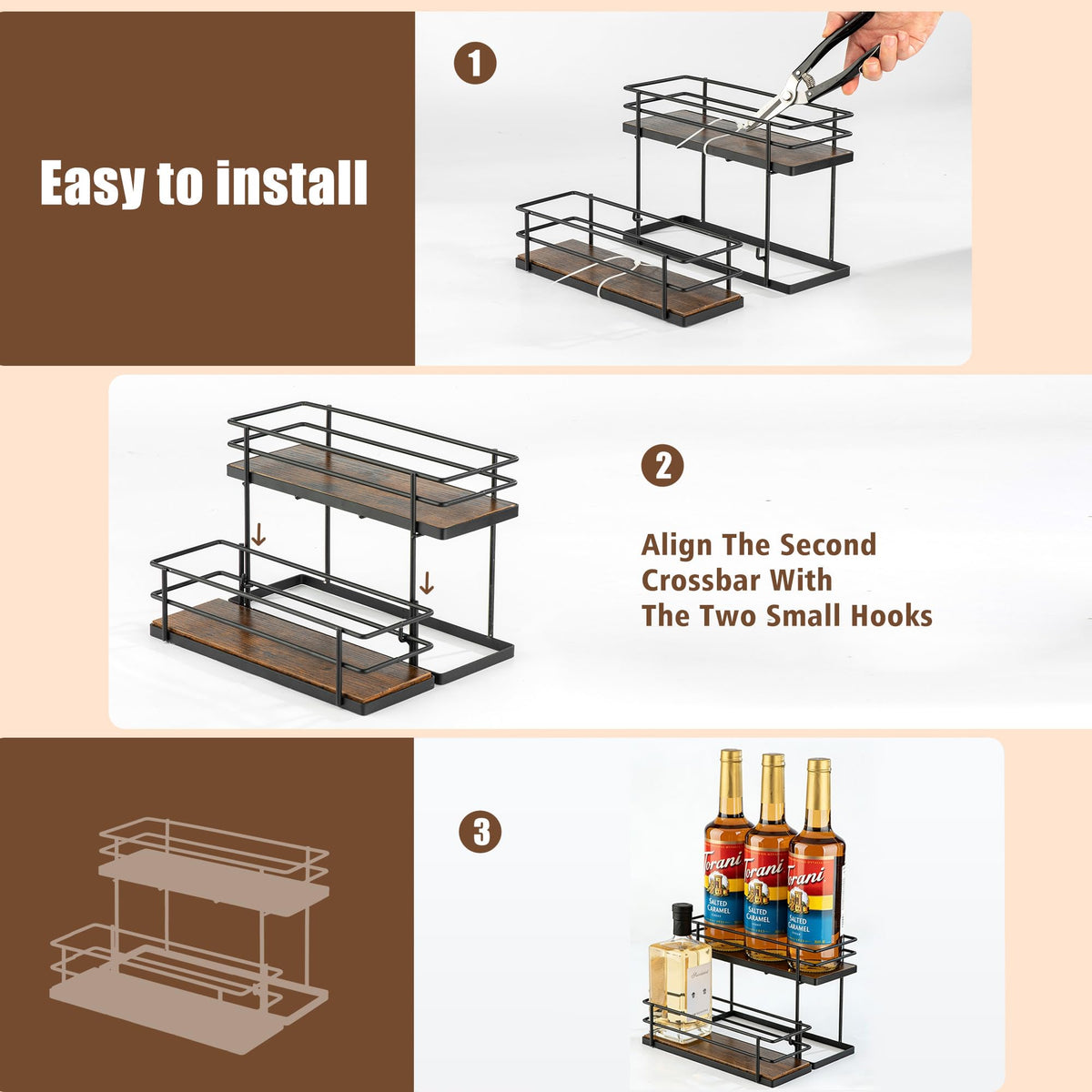 Versatile design supports syrups, oils, condiments, or mugs.