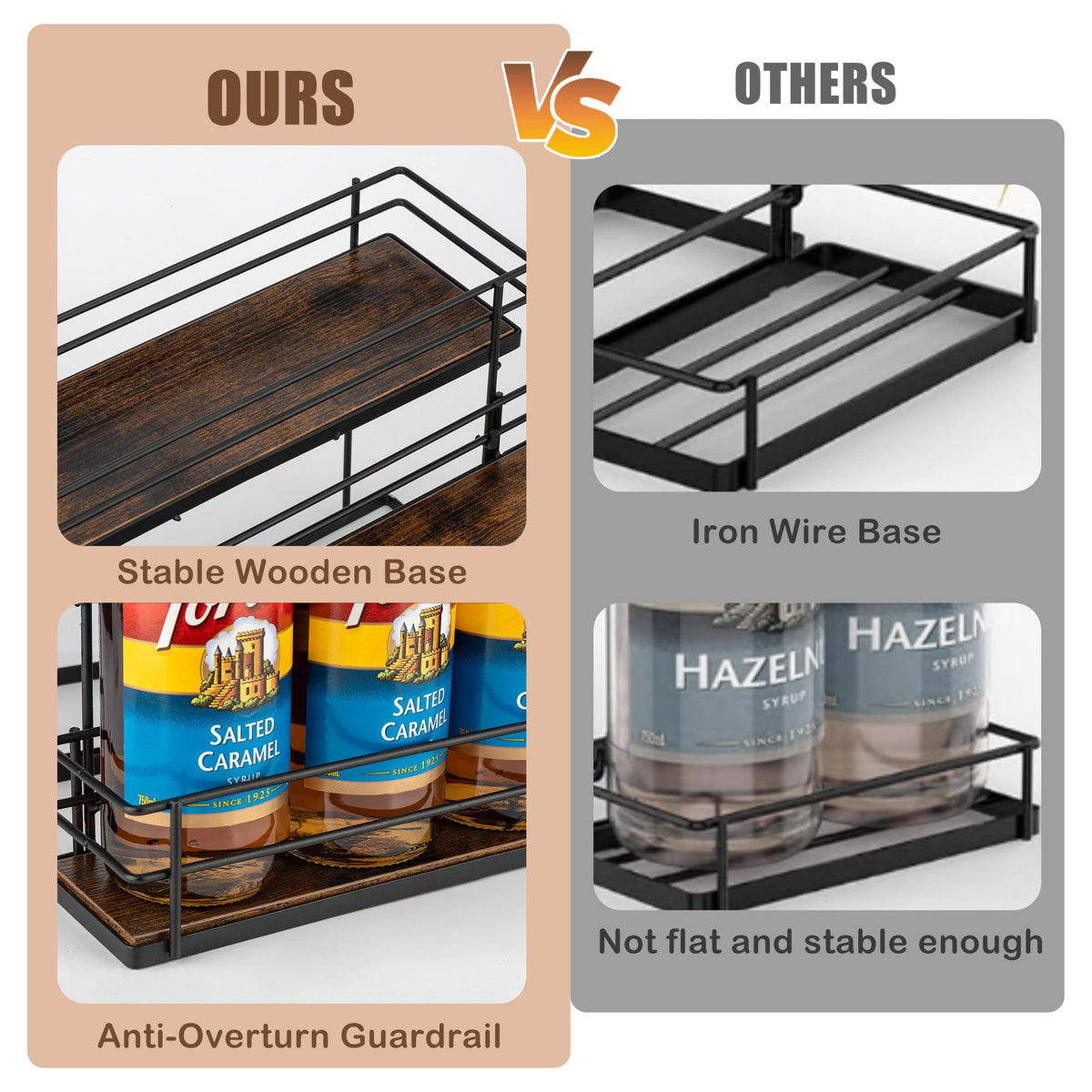 EFYSE two-tier design keeps eight bottles visible and accessible.