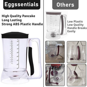 Eggssentials batter dispenser ensures even batter for cupcakes and muffins.