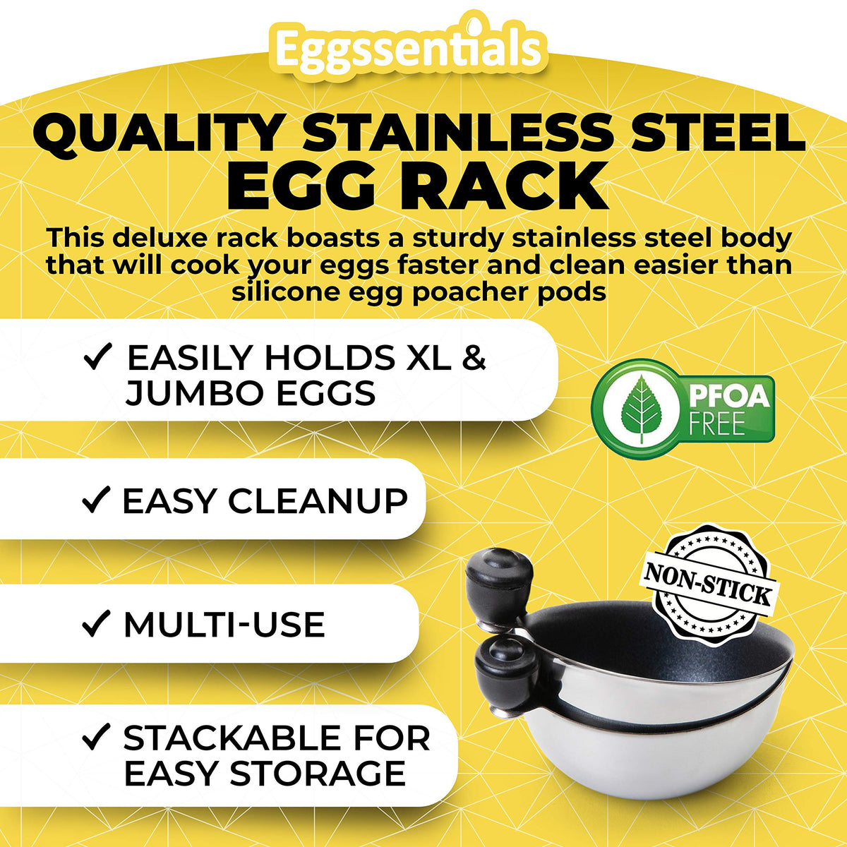 Eggssentials rack compatible with skillets and Instant Pot-style cookers