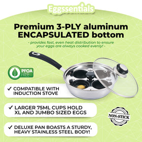 Eggssentials cool-touch handle stays comfortable during cooking.