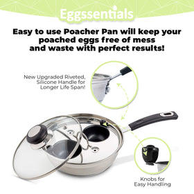 Eggssentials deluxe poacher pan stainless for reliable even cooking