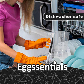 Eggssentials dispenser is dishwasher-safe with a smooth interior for easy cleaning.