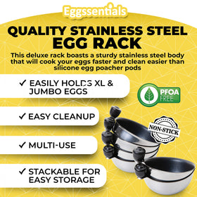 Eggssentials dishwasher-safe poacher cups simplify cleanup after breakfast.
