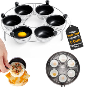 Eggssentials egg poacher insert in stainless steel for even poaching.