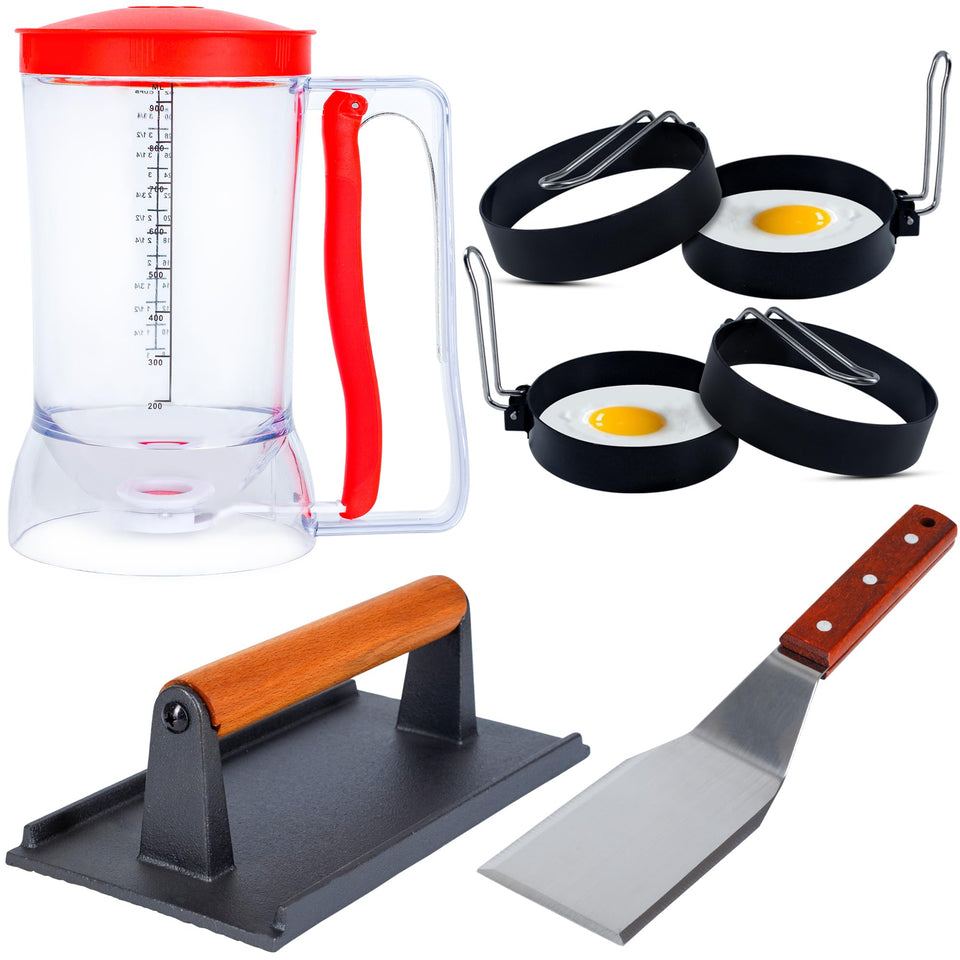 Eggssentials griddle breakfast kit front view for convenient indoor and outdoor breakfasts