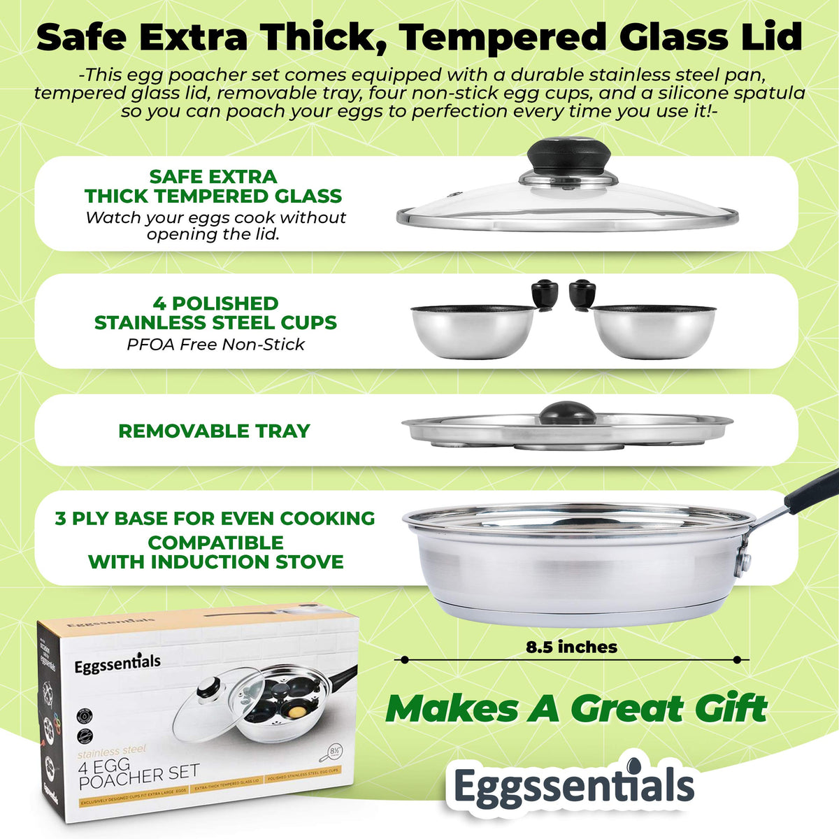 Eggssentials nonstick cups coating provides easy egg release.