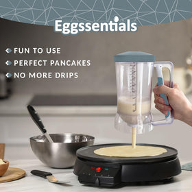 Eggssentials pancake dispenser grey, dishwasher-safe for easy cleaning.