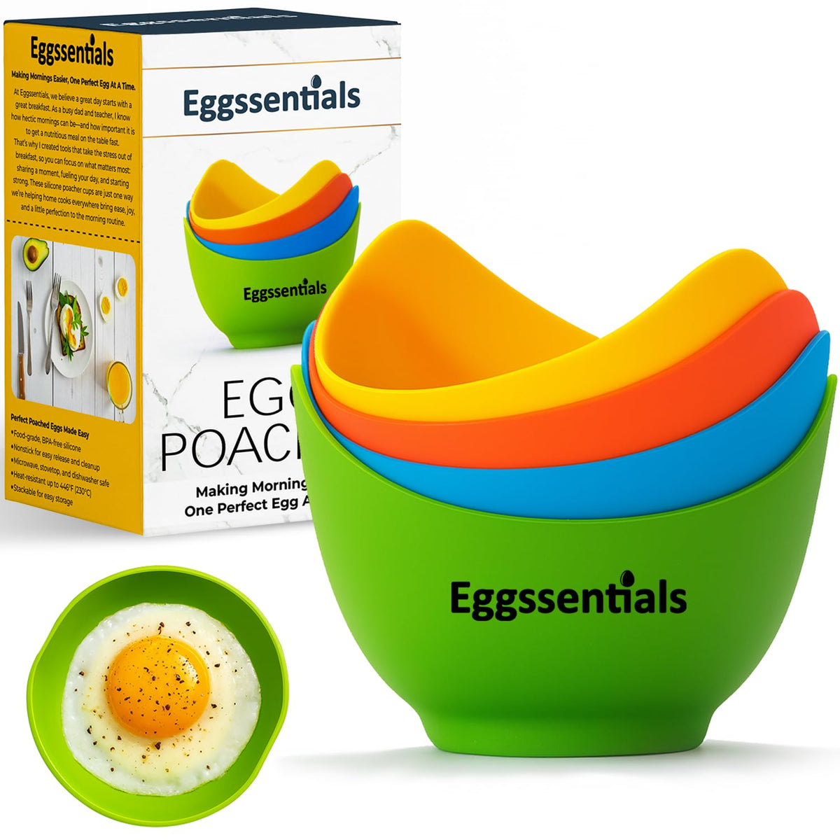 Eggssentials poached egg cups green set for oil-free breakfast