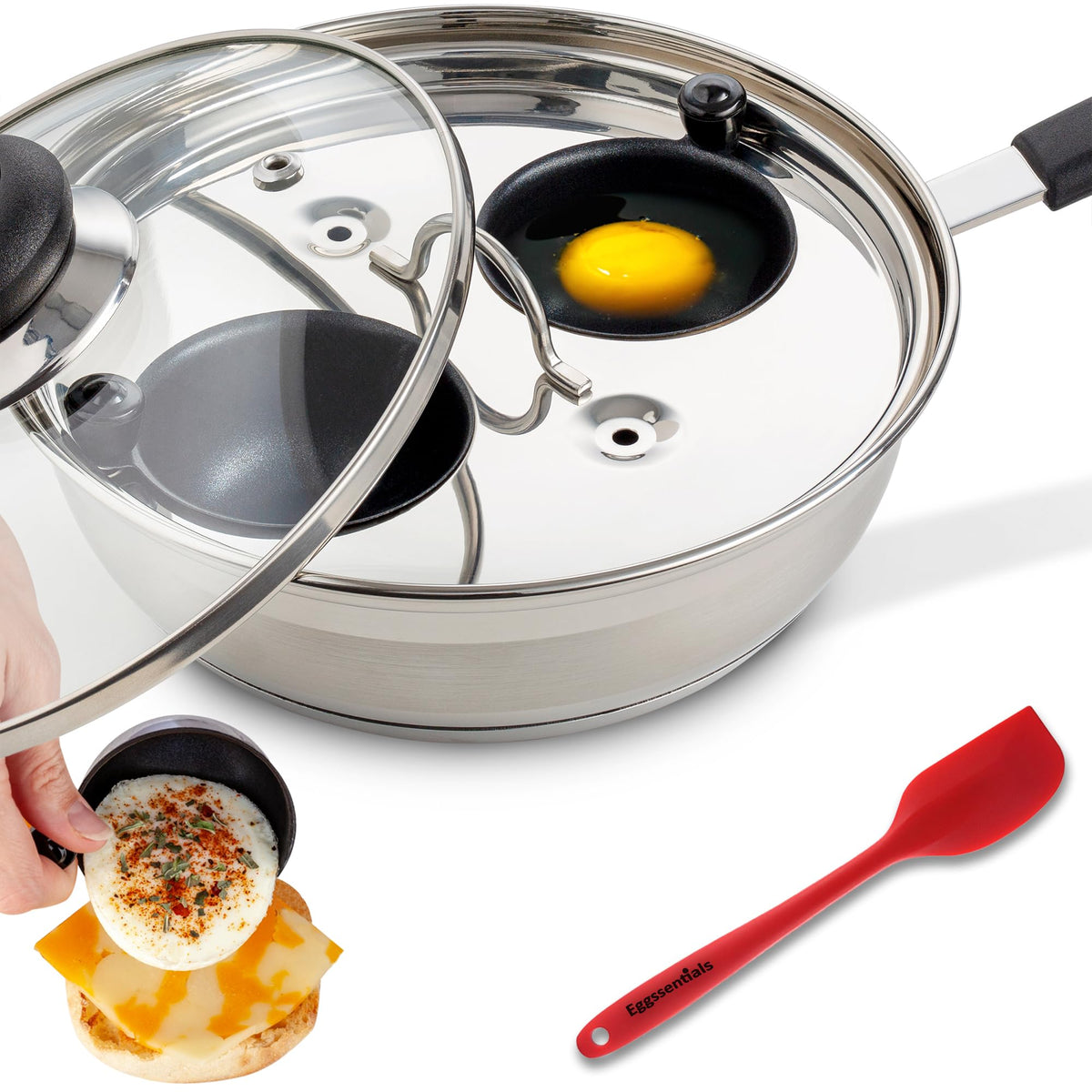 Eggssentials poached egg pan cups showing easy removal