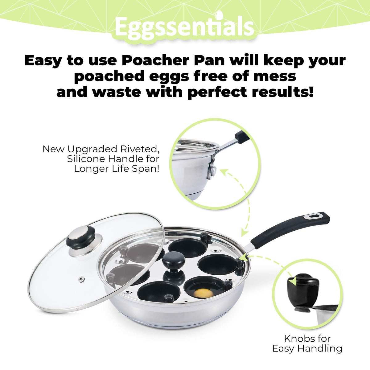 Eggssentials removable insert cups illustrate easy release and quick cleanup.
