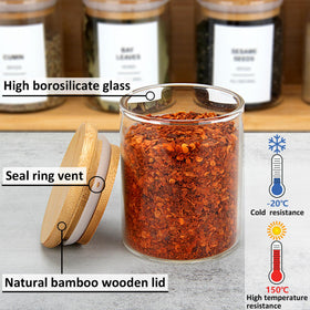 EgticHome glass jars store spices, coffee, tea, and snacks.