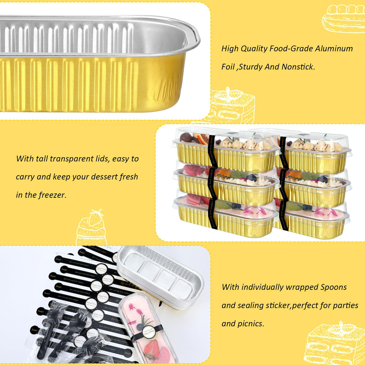 EgticHome disposable spoons included simplify outdoor dessert service.