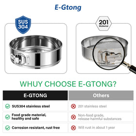 E-Gtong 7-inch springform pan in stainless steel provides even heat distribution.