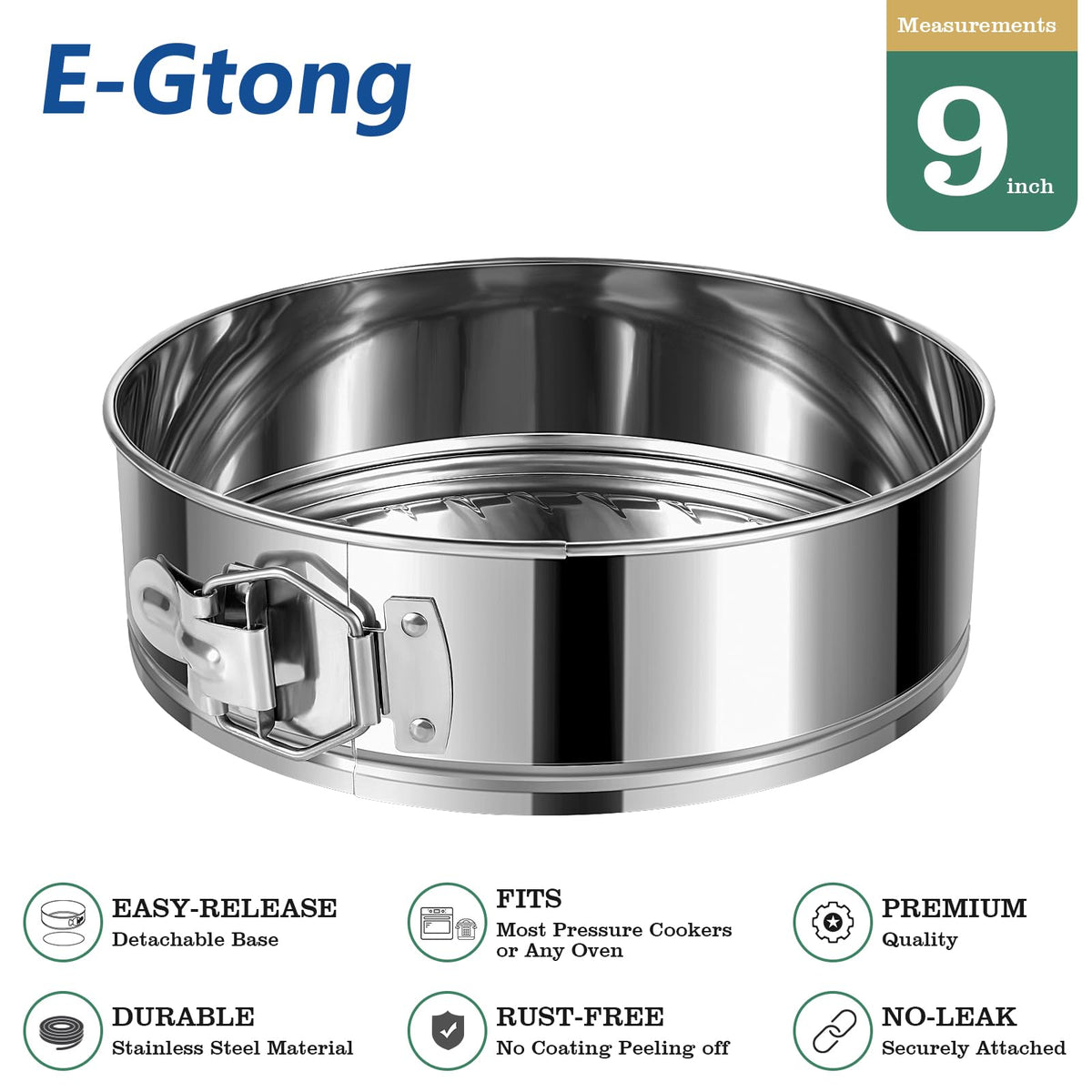 E-Gtong 9-inch pan ideal for cheesecakes, quiches, and tarts