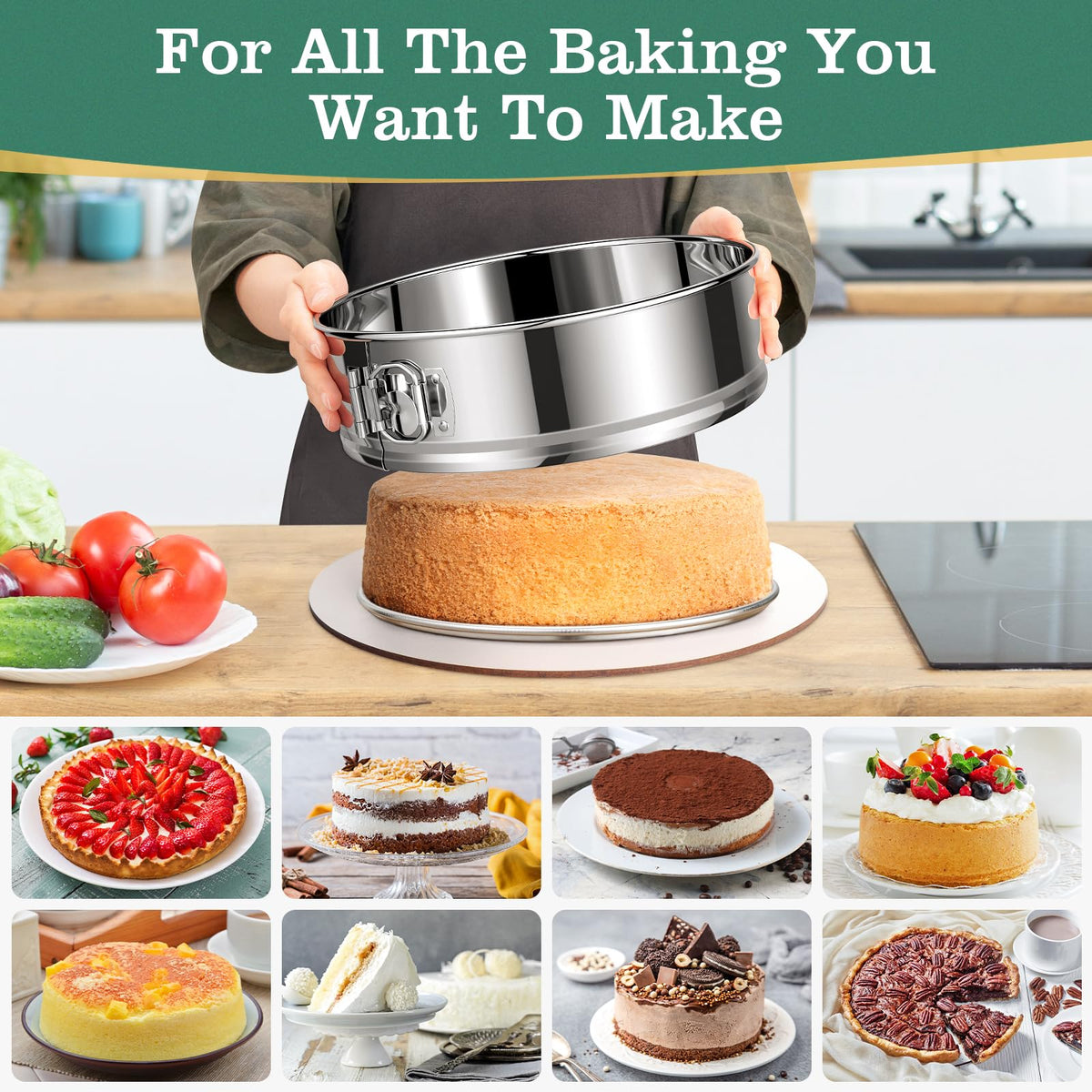 E-Gtong 9-inch springform pan ideal for cheesecakes with leakproof design.