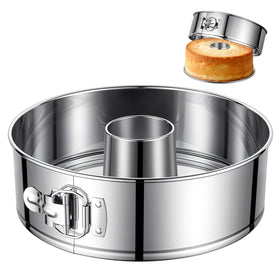 E-Gtong angel food pan with removable bottom for easy release and clean edges.