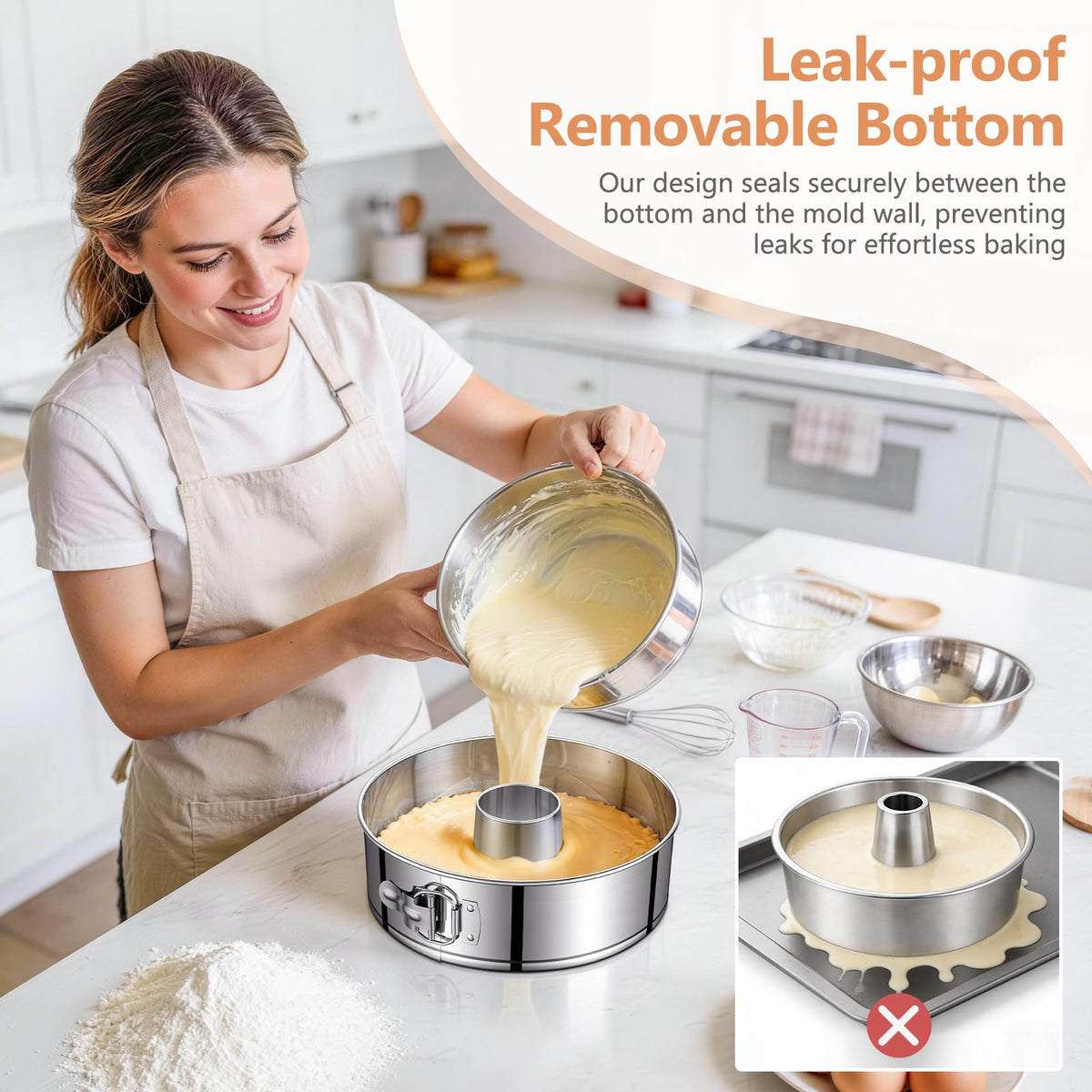 E-Gtong dishwasher-safe cake pan simplifies cleanup after baking sessions.