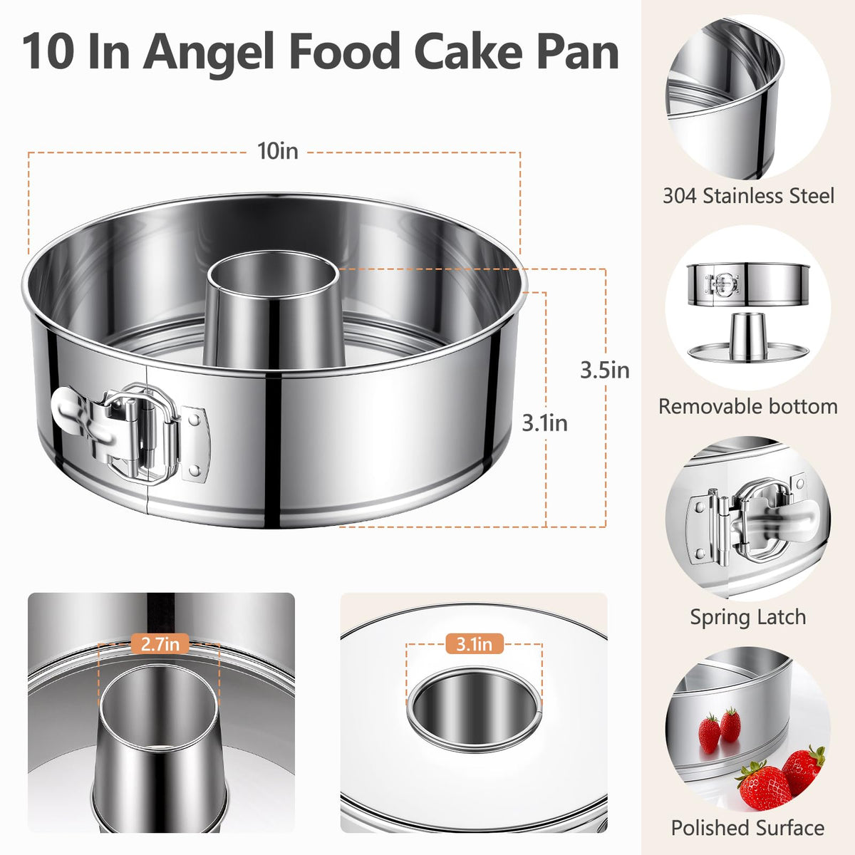 E-Gtong sturdy tube pan ideal for delicate angel food and chiffon textures.