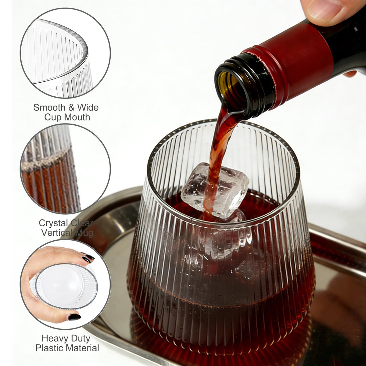 EHLOPMN origami ribbed wine glass at outdoor event.